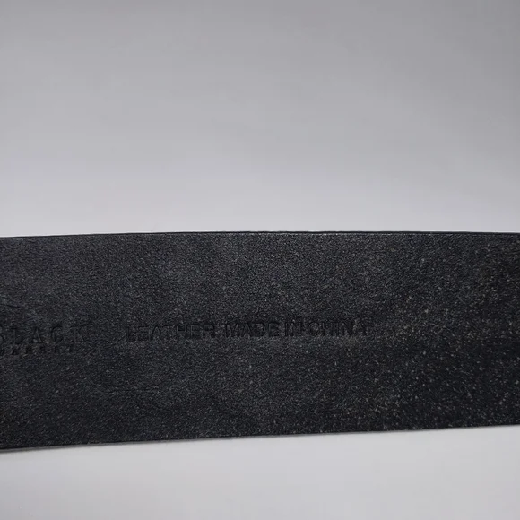 White House Black Market Black Leather Roses Filigree Style Belt Buckle Sz M - Picture 8 of 10